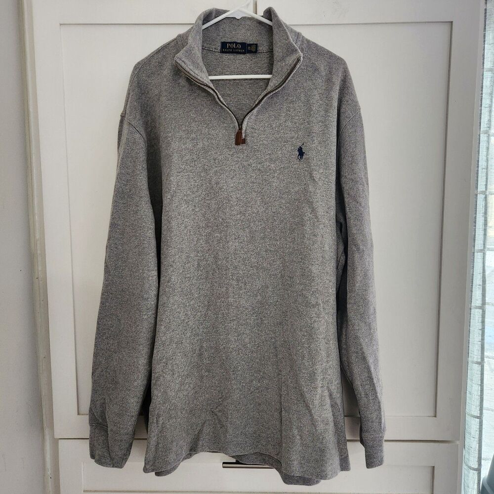 Polo Ralph Lauren Mens XXL Gray Estate Quarter Zip Jumper Pullover Sweater